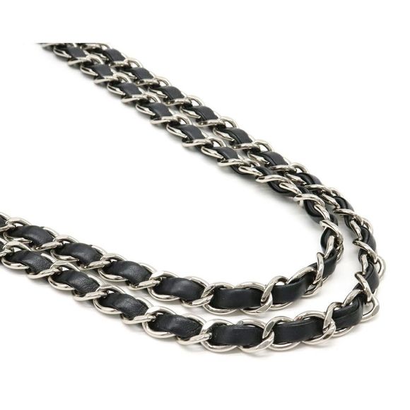 Chanel Chain Shoulder Bag Nylon Dark Gray Silver - Picture 4 of 8